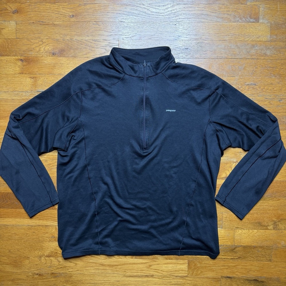 Patagonia Mens Capilene Performance Base Layer XL Black Qtr Zip Long Sleeve